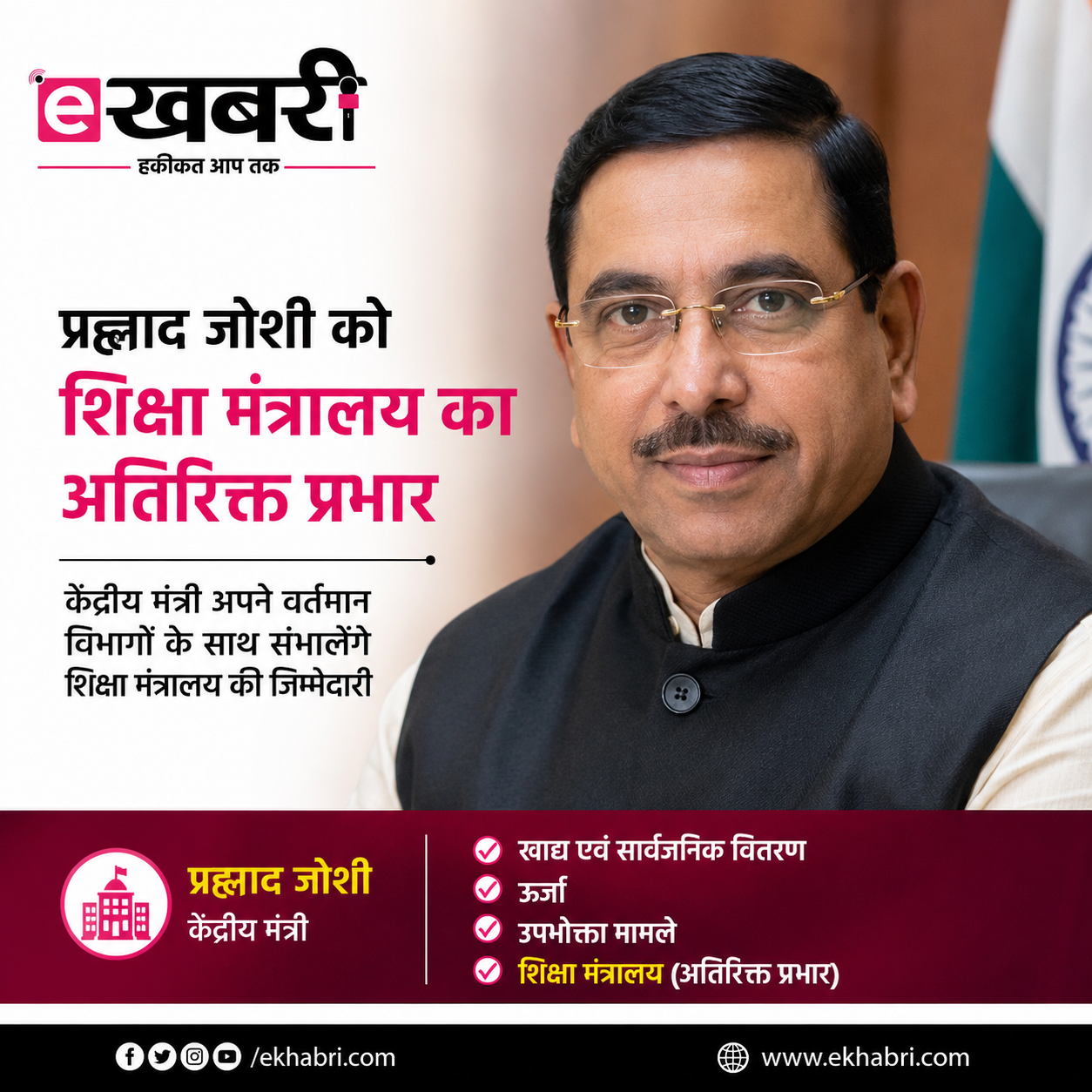 धर्मेंद्र प्रधान इस्तीफा: शिक्षा मंत्रालय में बड़ा फेरबदल, प्रह्लाद जोशी को अतिरिक्त जिम्मेदारी