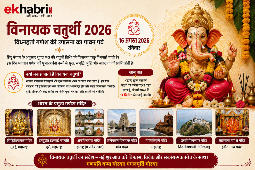 विनायक चतुर्थी 2026: गणपति की आराधना से दूर होते हैं विघ्न, जानें महत्व और प्रसिद्ध मंदिर