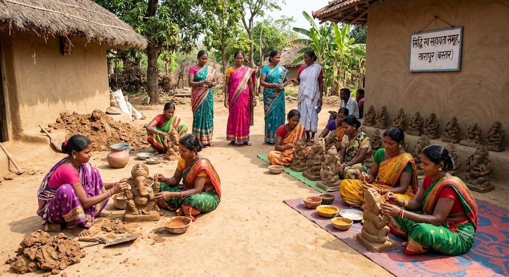 गणेशोत्सव में बस्तर की महिलाओं ने रचा कमाल, मूर्तियां बेचकर कमाए 1.80 लाख